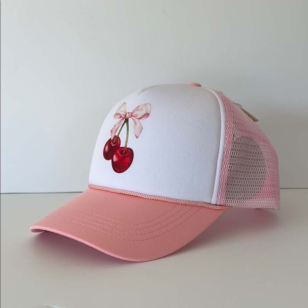 Pink and White 🍒 Cherry Baseball Cap